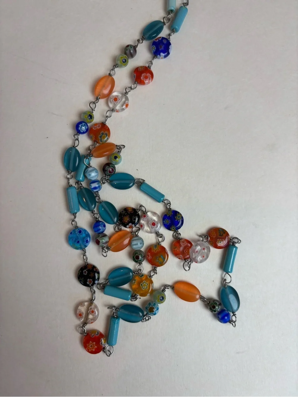 3 Cookie Lee Beaded Necklaces Purple Crystal Aqua Coastal Millefiori Glass